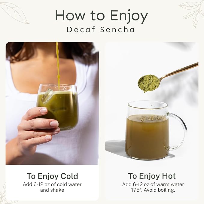 Yu Tea Decaf Organic Sencha Green Tea Powder, 30 Instant Packets | Rich in Antioxidants, EGCG, & L-Theanine | Pure Japanese First Harvest Leaf | Caffeine-Free & Unsweetened | Single Serve Sticks