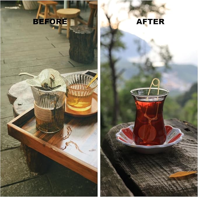 Snap Tea Ball Infuser with Handle; Premium Stainless Steel Fine Mesh Screen Tea Strainer Filters Colander Cullender Sieve Infusion Steeper Maker for Loose Leaf Tea Herbs, 2 Pieces, Golden