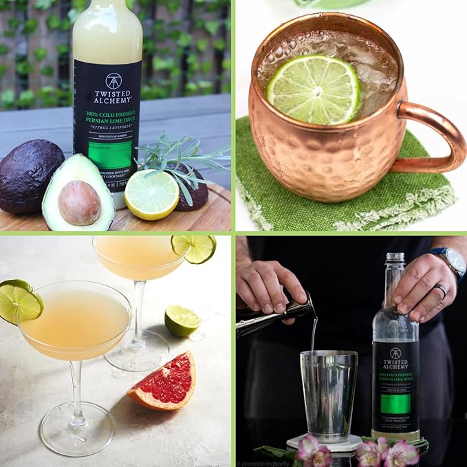 Twisted Alchemy Cold Pressed Fresh Juice For Craft Cocktails - All Natural, 100% Hand Squeezed Lime Juice Cocktail Mixer - (25 Oz Bottle, Pack Of 1) - No sugar added ,Preservative Free, Non-GMO, 100% Pure, Unpasteurized Ships Cold