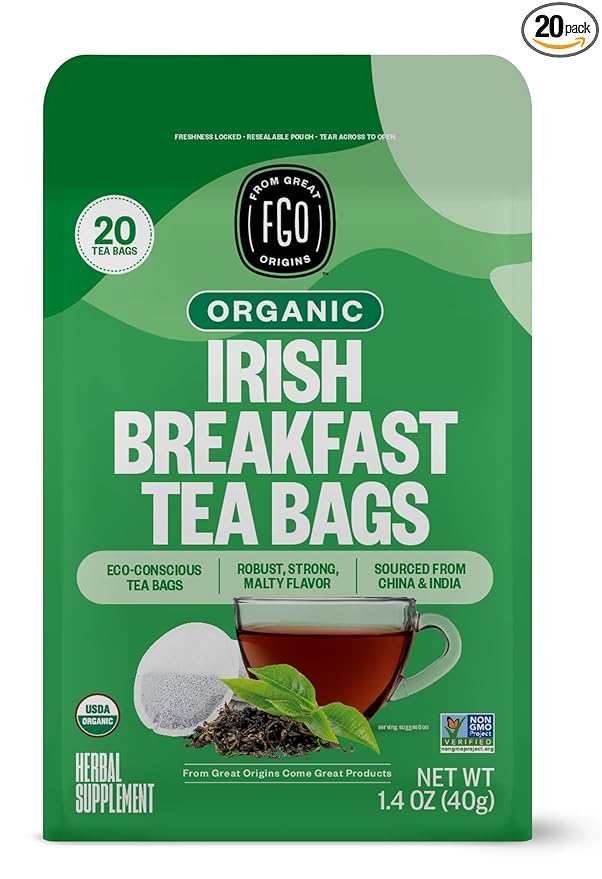 FGO Organic Hibiscus Herbal Tea, 40 Count, Eco-Conscious Tea Bags, Caffeine Free (Pack of 1)