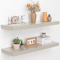36 Inch Floating Shelves, 12" Deep Floating Shelf Wall Mounted, 36" Wall Shelves, Rustic Deep Bookshelf, Extra Deeper & Thicker Display Shelves for Bedroom, Living Room, Gray, Set of 2