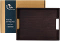 DETOR Serving Tray 17" x 13", Innovative Anti-Slip Coating, Mahogany Bamboo Finish, Solid Bamboo Board, Decorative & Ottoman Tray for Food, Drinks, and Home Décor