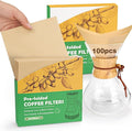BYKITCHEN Pre-folded Pour Over Coffee Filter, Set of 100, Natural Unbleached Square Disposable Coffee Filter Papers for Pour-Over Coffee Maker Drippers and More