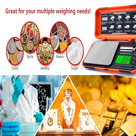 Digital Pocket Scale Precision 200g/0.01g with 50g Cal Weights,LCD Display Digital Scale Grams Ounces, Mini Jewelry Scale, Coins Scale for Gold/Silver/Gems/Food (Pocket Scale)