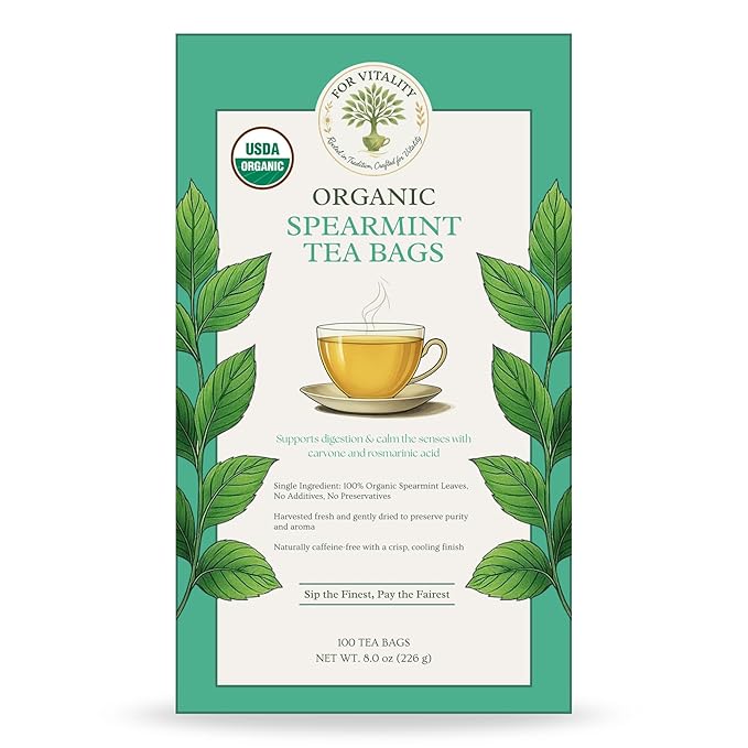 Organic Spearmint Tea (100 tea bags | 8 oz | 226g)