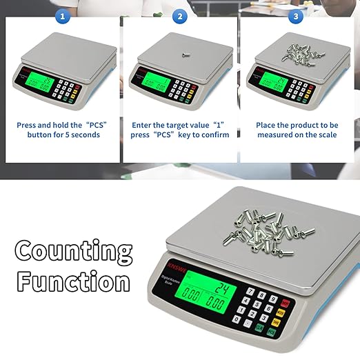 Food Scale 40KG/88LB Large Digital Kitchen Scales Weight Grams and Ounces Stainless Steel with Commercial Price Computing for Baking Cooking Meat Deli PCS Tare Function Adapter Included