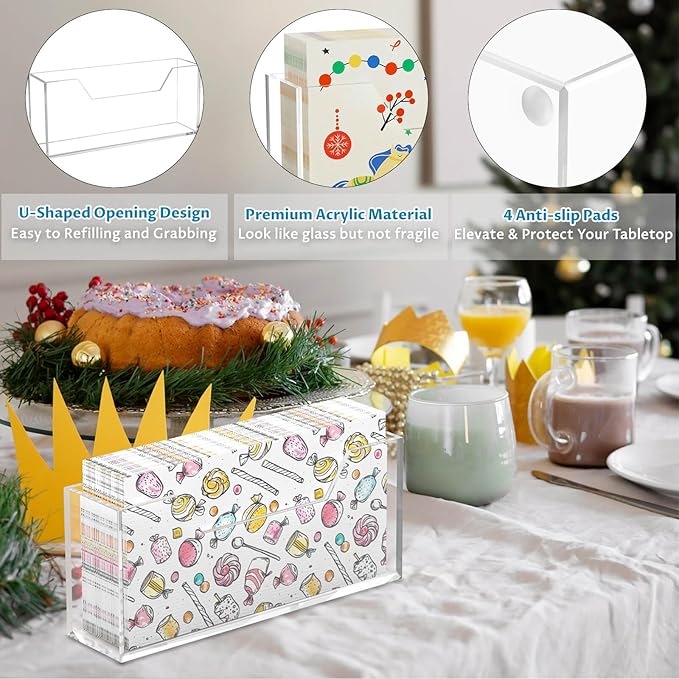 Onemake Acrylic Guest Towel Napkin Holder for Bathroom, Clear Waterproof Splash Towel Holder for Table, Kitchen, Napkin Holders for Paper Napkins, Dining Table Napkin Tray for Home, Restaurant, Hotel