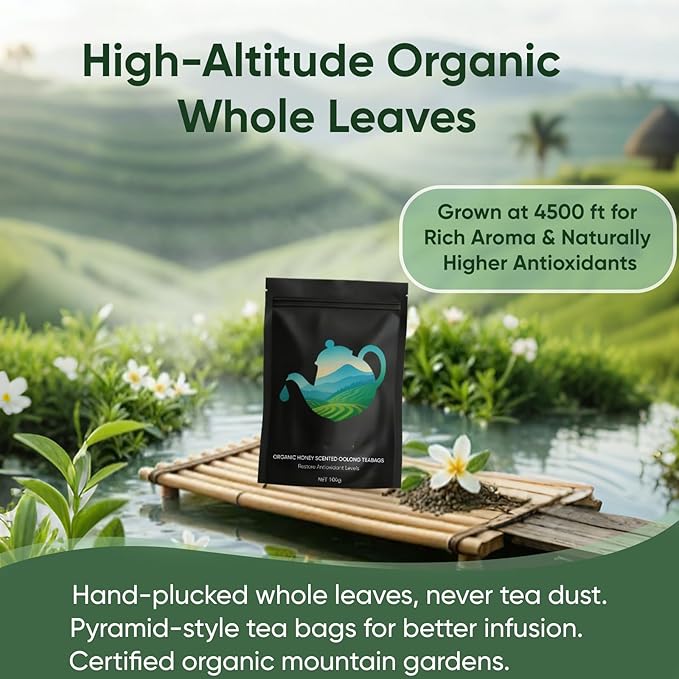 Pipi Tea, Pipi Oolong Tea Bags – Organic Whole Leaf Oolong – 20 Bags (5g Each) – Natural Relaxing Tea for Calm Mind & Healthy Lifestyle – Premium Organic Oolong Tea (1)
