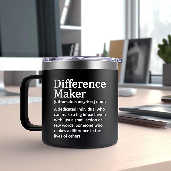 Fufendio Thank You Gifts for Men - Difference Maker Mug 14oz for Employee - Christmas, Birthday Gift for Men - Appreciation Gifts for Coworker, Teacher, Boss, Assistant Principal