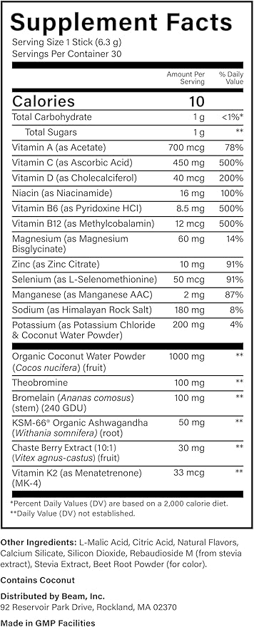 Beam Glow, Hormone Balance for Women, Cortisol Support for Women, Thyroid Support Powder with Selenium, Bromelain and Chasteberry, PMS Relief, Hair Skin & Nails, Health and Wellness Gift, 30 Servings