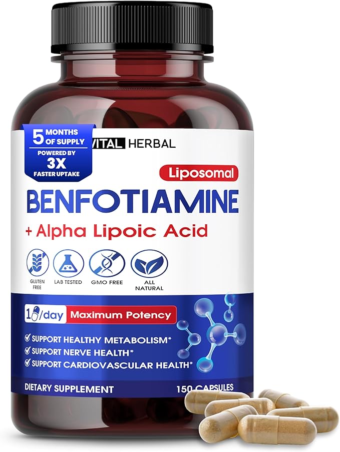Vital Herbal Liposomal Benfotiamine with Alpha Lipoic Acid - Maximum Potency- Support Healthy Metabolism