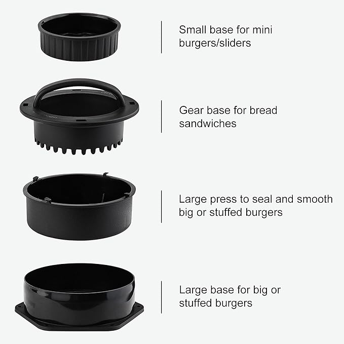 POLIGO Smash Burger Press Kit - 4 in 1 Stuffed Burger Mold, 2PCS Cast Iron Burger Presses, Sauce Brushes Included - Non Stick Smash Burger Press Set for Grill and Griddle Cooking