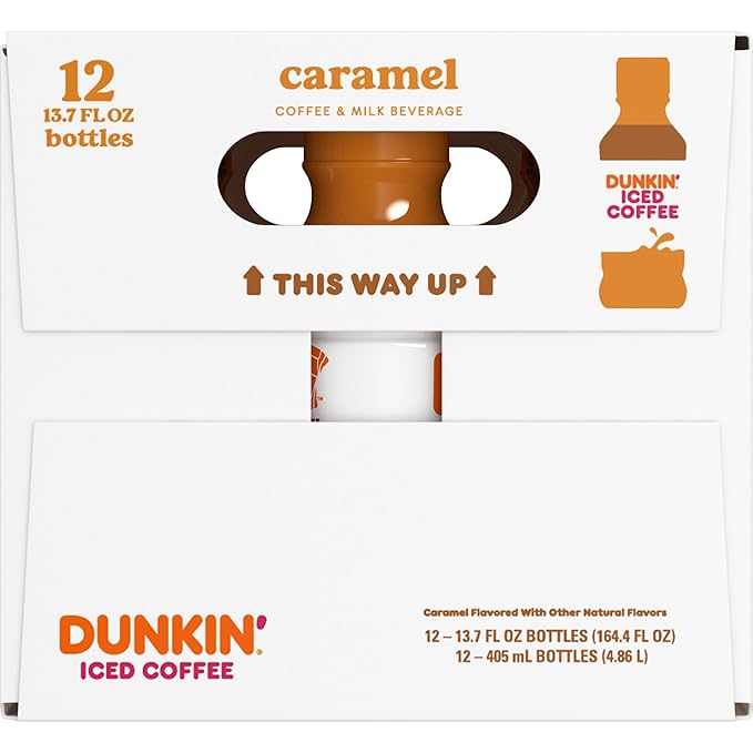 Dunkin' Iced Coffee Caramel Bottles, 13.7 fl oz, 12 Pack