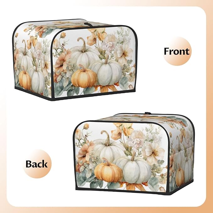 Toaster Cover 4 Slice Pumpkin Thanksgiving Botanical Watercolor Kitchen Small Appliance Covers with Pockets Dust and Fingerprint Protection