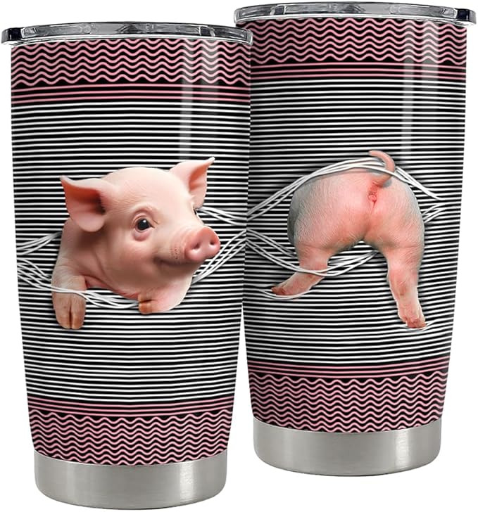 Pig Tumbler 20oz Stainless Steel Insulated Coffee Travel Mug Cup for Women Girls Pig Gifts for Birthday Christmas Mothers Day