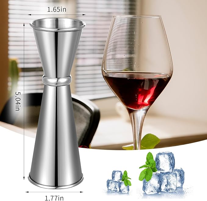9 Pieces Jigger for Bartending Cocktail Jigger 2 oz 1 oz, 304 Stainless Steel Shot Glass Measuring Cup Shot Measure Jigger Double Jigger for Bartender Bar Supplies