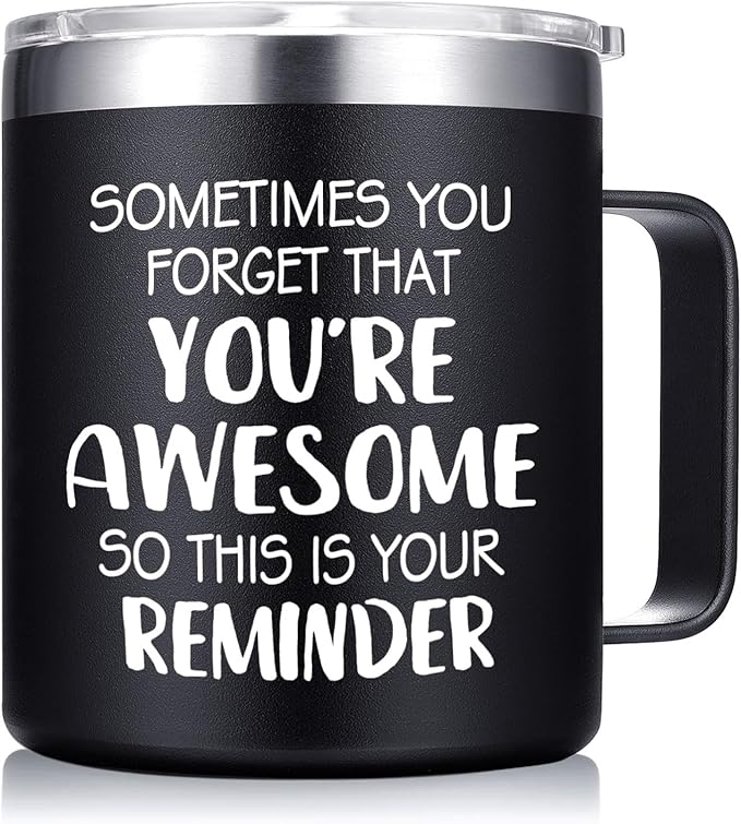 Inspirational Gifts for Men - Sometimes You Forget You're Awesome Coffee Mug, Funny fathers Day Birthday Gifts for Him, Husband, Dad, Boyfriend - 14Oz Black