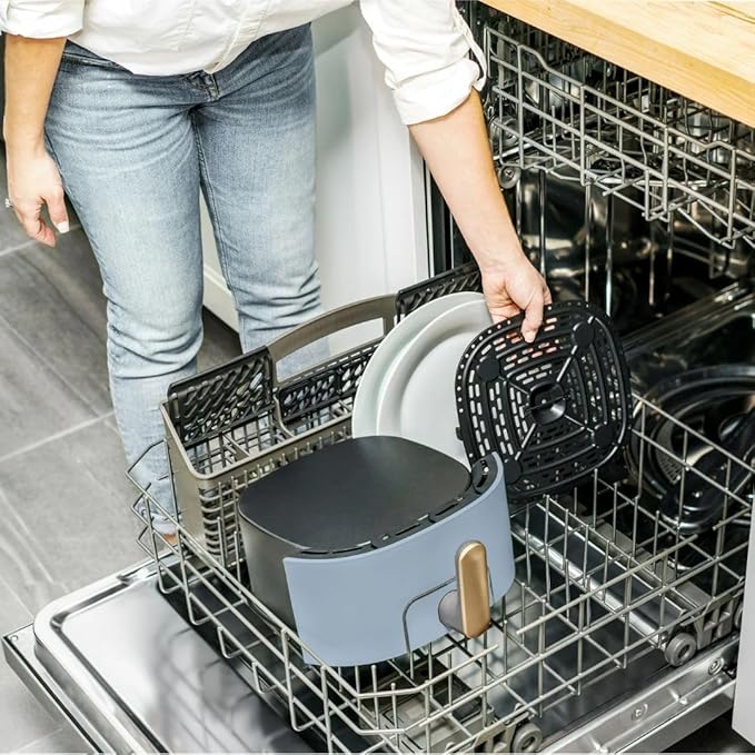 Beautiful by Drew Barrymore 6-Quart Digital Air Fryer, TurboCrisp Technology, Touch-Activated Display, 1750W, 90–400°F, Dishwasher-Safe Basket (CORNFLOWER BLUE)
