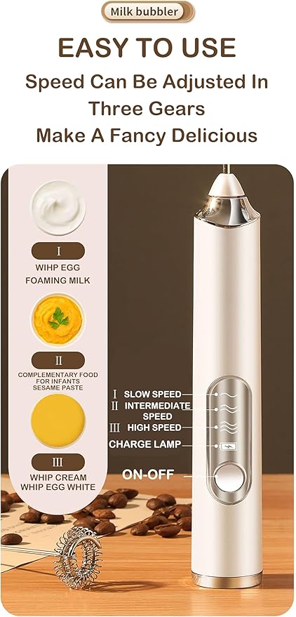 Milk Frother Handheld for Coffee,Milk Frothers,Coffee Mixer,Multi-Functional Electric Milk Foam Maker with 3 Heads 3 Speed for Lattes,Mini Hand-Held Whisk For Home Use,Milk Foam Maker (black)