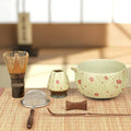 7-Piece Matcha Set with Ceramic Matcha Bowl, Bamboo Whisk (Chasen) & Holder, Sifter, Tea Scoop & Rest, Special Bamboo Tea Mat - Perfect Matcha Kit for Matcha Lovers & Gift Giving, Sakura