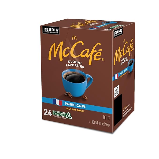 McCafe Paris Café, Single Serve Coffee Keurig K-Cup Pods, Medium Roast Coffee, 96 Count (4 Packs of 24)