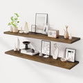 Dreamland 55" Floating Shelves for Wall, 12" Deep Slim Rustic Brown Floating Shelves, Wall-Mounted Shelves for Bedroom, Living Room, Kitchen, Bathroom - Set of 2