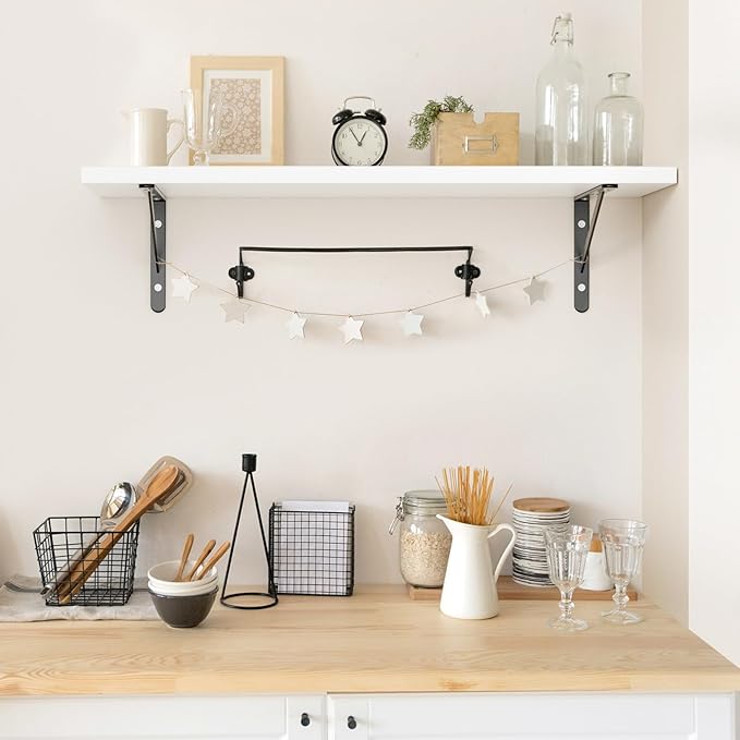 Kaboon 27 inch Long 10 inch Deep Floating Shelves for Wall Set of 2, Large Open Shelves Wall Mounted, Space Saving Home and Commercial Use, White