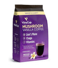 VitaCup Focus Mushroom Coffee Grounds, Vanilla Flavored Coffee with Lions Mane, Chaga, B Vitamins, D3, Boost Focus, Immunity, Memory & Clarity, Medium Dark Roast, 100% Arabica Specialty, 10oz
