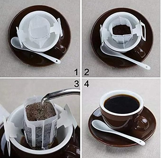Coffee Filter Paper Bag 50 pieces, Hanging Ear Drip Coffee Bag Single Serve Disposable Drip Coffee Filter Bag Perfect for House, Travel, Office Daily (50)