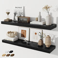 Fun Memories 36 Inch Floating Shelves, Wall Shelves Set of 2 for Bathroom/Living Room/Bedroom/Kitchen, Black Floating Shelf for Wall Decor with Invisible Brackets