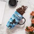 DUSVALLY Ceramic Coffee Mug Travel Cup Gift with Lid 17oz, Tea Cup with Handle for Latte, Cappuccino and Cocoa, Home and Office Porcelain Coffee Cups, Mermaid at Heart