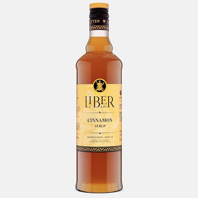 Liber & Co. Cinnamon Syrup for Coffee & Cocktails – Real Cinnamon Oleoresin Drink & Latte Flavoring, Fall & Winter Recipes, Tiki Cocktails – Makes 50 Drinks (25.4 oz)