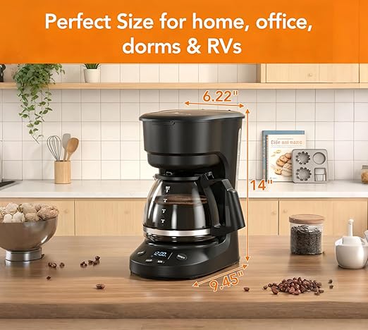 Pro 5-Cup Smart Coffee Maker – Advanced Coffee Machine with Touchscreen Programmable Timer, Energy-Saving Mode, Enhanced Pause & Serve & Quick-Clean System –For Office & Home Use