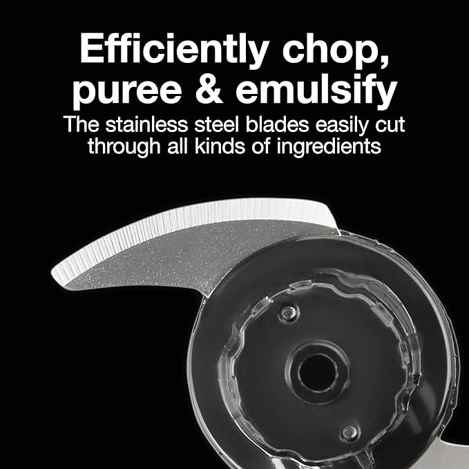 Proctor Silex Durable Electric Vegetable Chopper & Mini Food Processor for Chopping, Puree & Emulsify, 1.5 Cup, Black