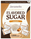 Javamelts Caramel Flavored Sugar Packets | Pure Cane Sugar for Baking, Coffee Syrup Substitute, Cocktails, Tea | Non GMO, Non Dairy, Gluten Free, Kosher | 1,000 Bulk Sugar Packets