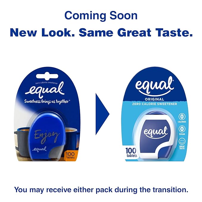 EQUAL 0 Calorie Sweetener Tablets, Aspartame and Acesulfame-K Sweetener, Sugar Substitute, Zero Calorie Sugar Substitute Tablets, Erythritol Free, 100 Ct (Pack of 1)