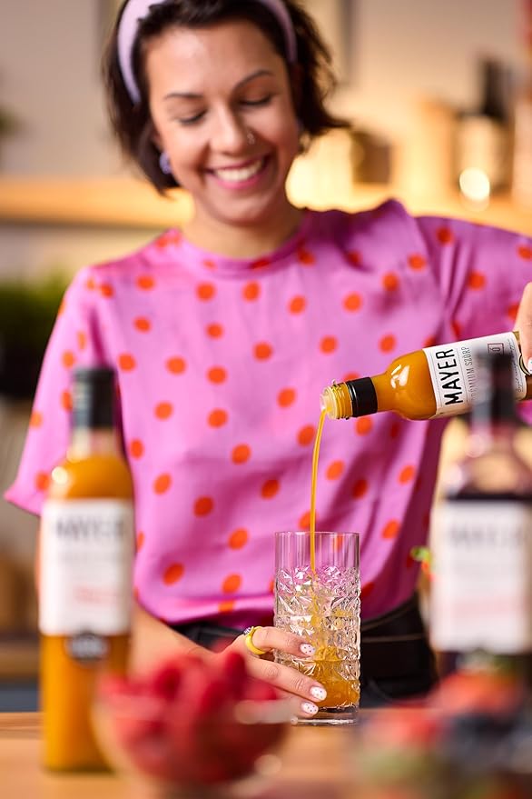 Mayer Premium Artisan Mango Syrups – Award-Winning, Only Real Mangoes and 3 Natural Ingredients, Vegan, Gluten Free, Dairy Free, Versatile for Beverages & Desserts – No Artificial Additives, Rich Authentic Flavor ( 16.9 Fl oz. / 500 ml, 6 Pack Mango )