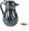 Restaurantware-Restpresso 64 Ounce Coffee Carafe, 1 Insulated Coffee Server - Push-Button Top, Swirl Design, Black Plastic Pitcher, Built-In Handle, With Identification Tags