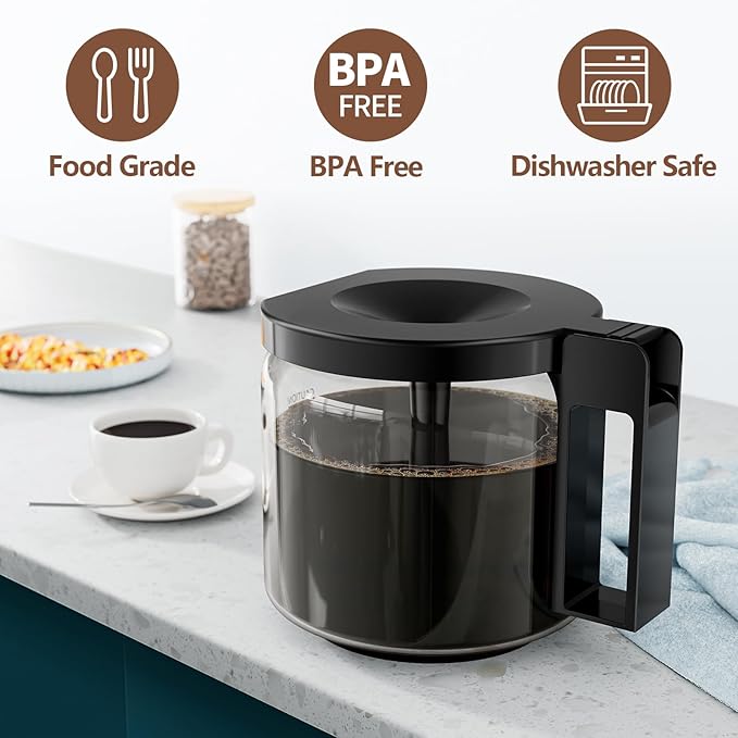 10-Cup Coffee Pot Replacement for Moccamaster Technivorm KBG, KBGV & CDG Coffee Maker (89830), Glass Carafe Compatible with Moccamaster Coffee Machine,Glass Coffee Pot, BPA Free, Dishwasher Safe