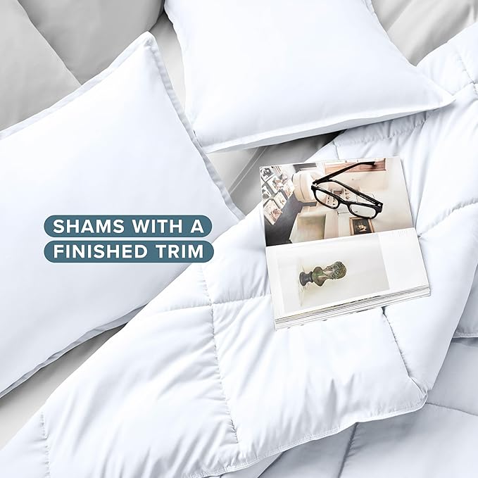 Bare Home Comforter Set - Full Size - Ultra-Soft - Goose Down Alternative - Premium 1800 Series - All Season Warmth (Full, White)