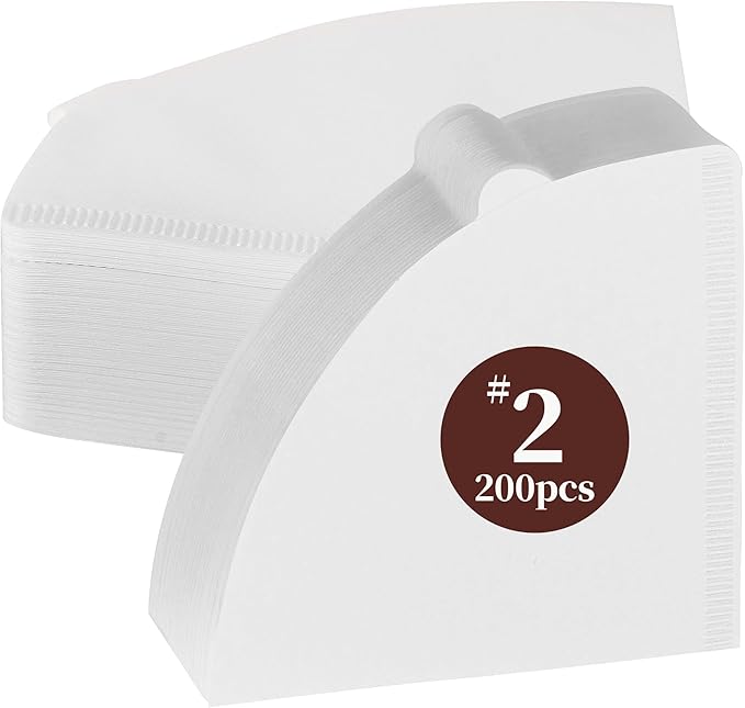 Coffee Filters, Size 02 White Cone Filters, 200 Count Disposable Natural Paper Filters 2-4 Cup for Pour Over and Drip Coffee Maker