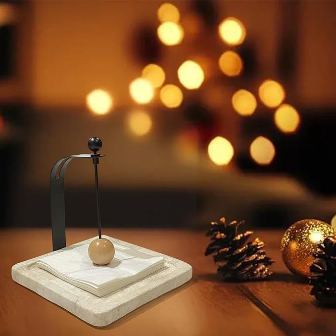 Handcrafted Italian Travertine Marble Napkin Holder for Paper Napkins (5-7"), Ideal for Cocktails, Restaurants, Bars & Modern Home Decor