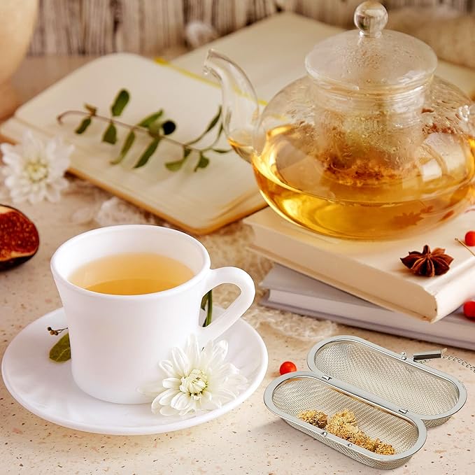 Hoolerry 3 Pcs Tea Ball Infusers Loose Leaf Tea Strainers Steeper Stainless Steel Mesh Floating Oval Filters 4.25 x 1.75 Inch for Kitchen and Home
