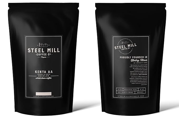 Steel Mill Coffee Co. Kenya AA Ground Coffee - 12 oz, Medium Roast, 100% Arabica, Single-Origin, Vegan, Gluten-Free, Sugar-Free, African Origin