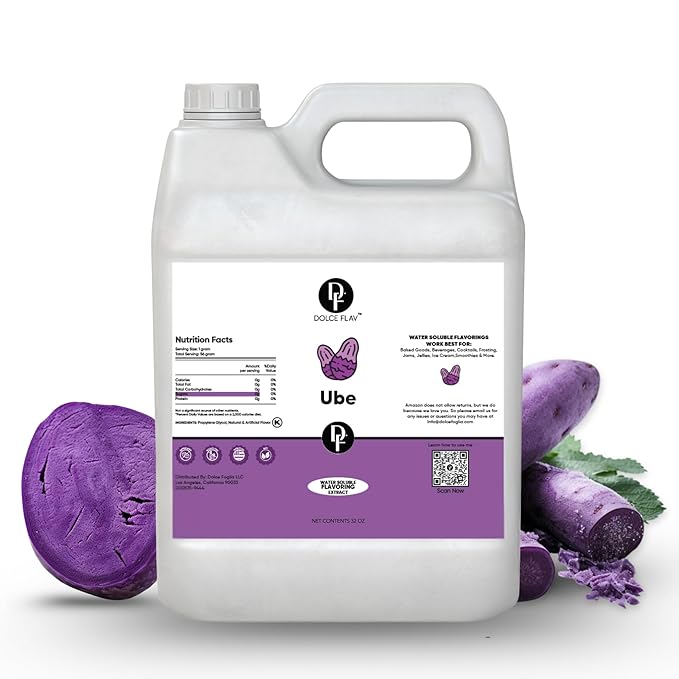 Dolce Flav Ube Purple Flavoring – 32 oz. – Premium Flavoring for Ice Cream, Desserts, Boba, Beverages & Baked Goods | Ideal for Restaurants, Bakeries & Coffee Shops | Made in America