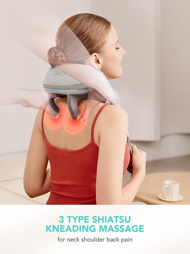 SKG Neck Massager with Heat for Pain Relief, Deep Tissue 6D Kneading, Cordless Neck and Shoulder Massager for Men and Women, Christmas Gift for Family and Friends