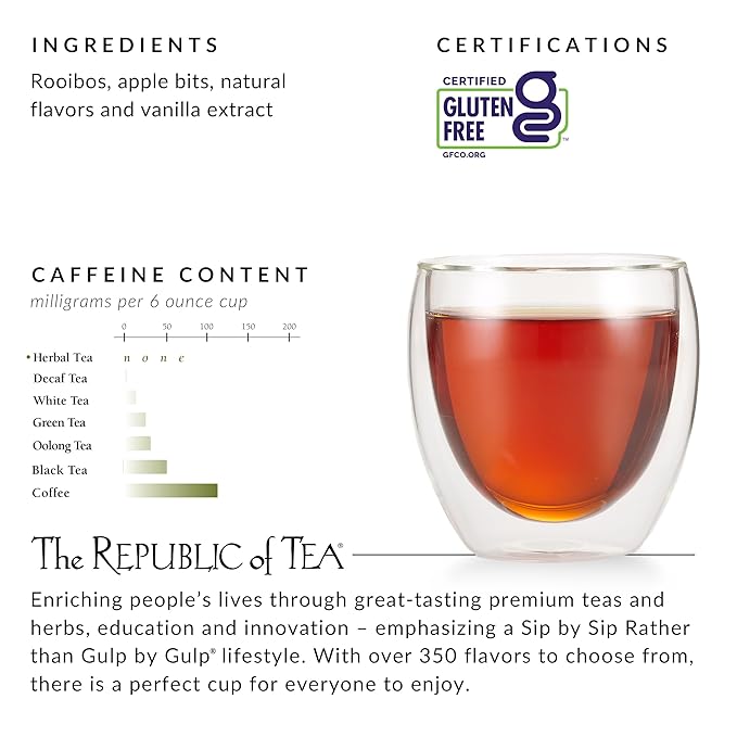 The Republic of Tea Caramel Apple Red Tea, 36-Count, Packaging may vary