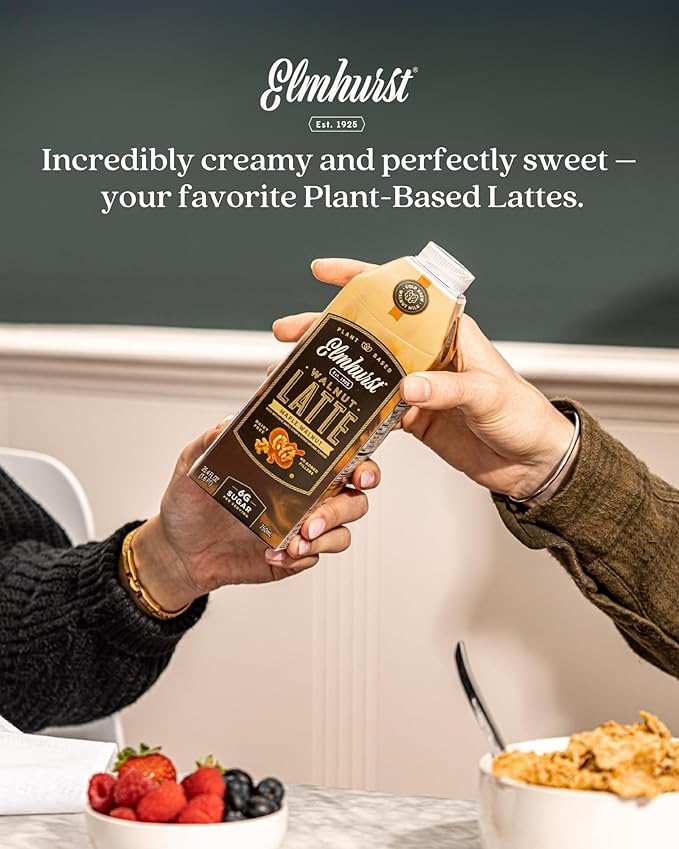 Elmhurst 1925 Maple Walnut Latte – Plant-Based, Vegan, Dairy-Free Plant Milk Latte Made of Walnut Milk, Cold Brew Premium Arabica with 95mg Caffeine & Real Maple & Brown Sugar – 25.4oz (Pack of 6)