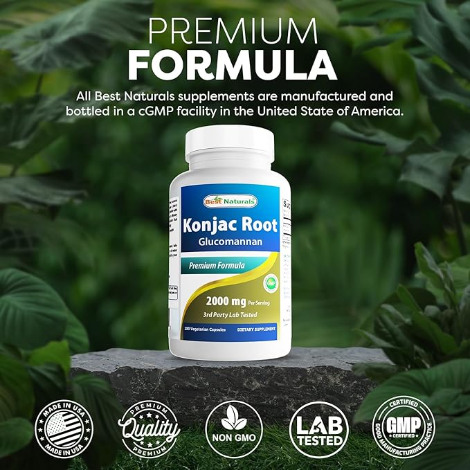 Best Naturals 2 Pack Konjac Glucomannan Root 2000 mg per Serving - 180 Vegetarian Capsules