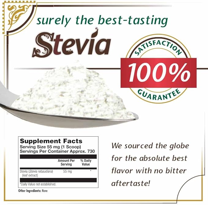 KAL® Sure Stevia Extract Powder, 1.3 OZ. | Best-Tasting, Zero Calorie, Low Glycemic | 730 Servings